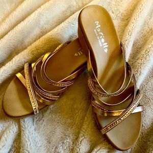 Jeweled slip on sandals